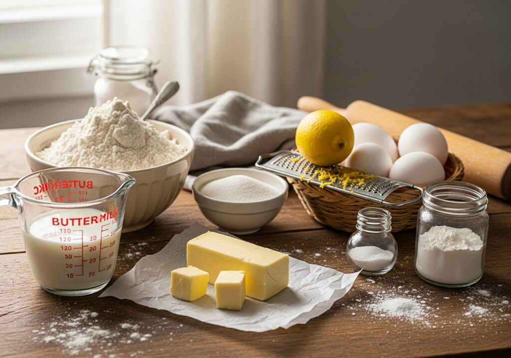 get your ingredients together. they are the key to making excellent flaky scones