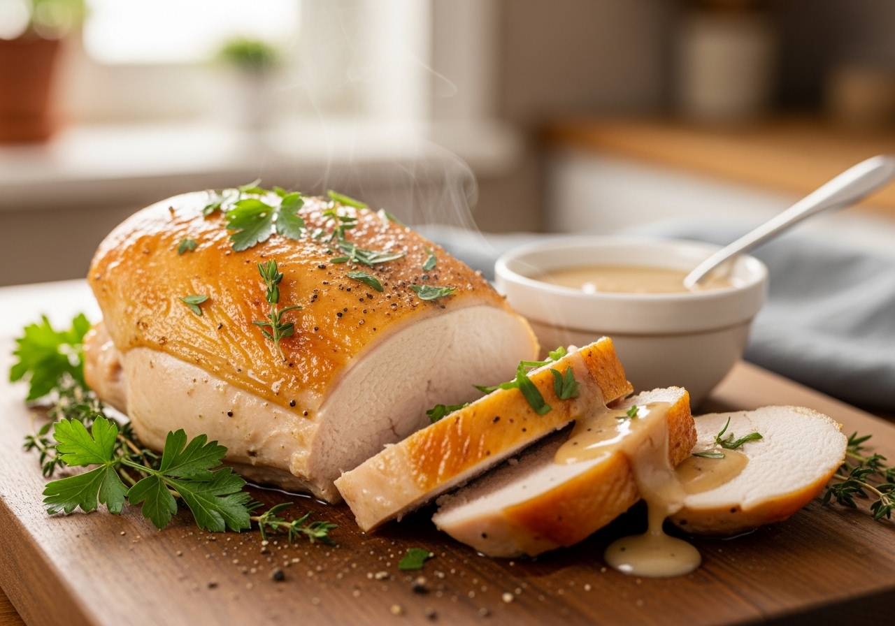 the best moist baked chicken breast is ready to eat!
