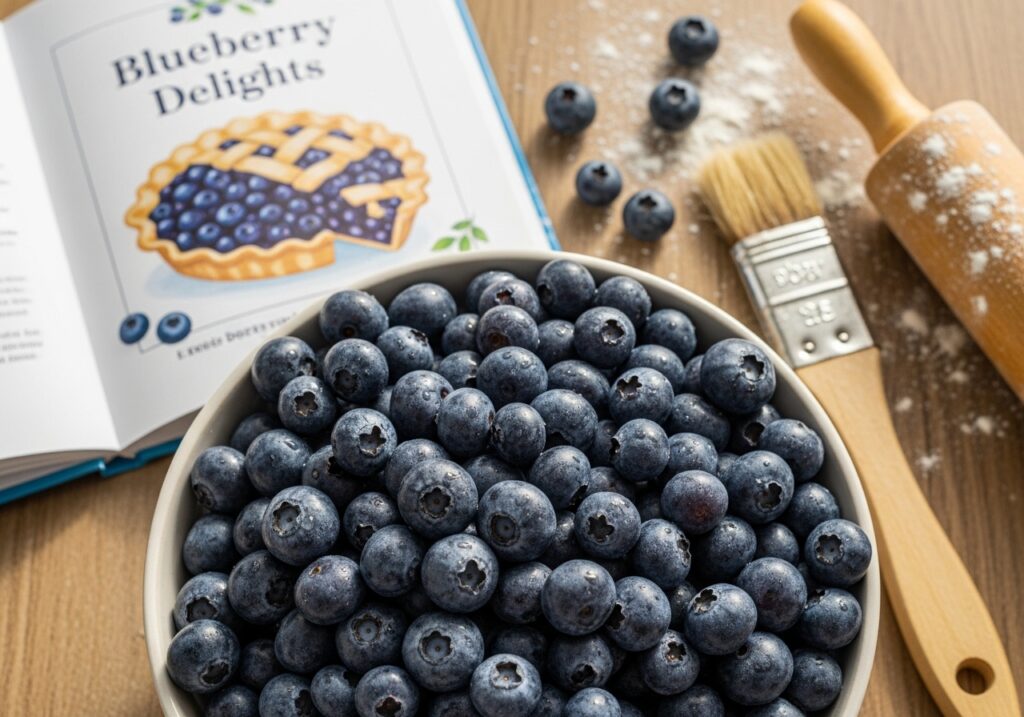 the stars of the show are the lovely fresh blueberries that are ready to be baked