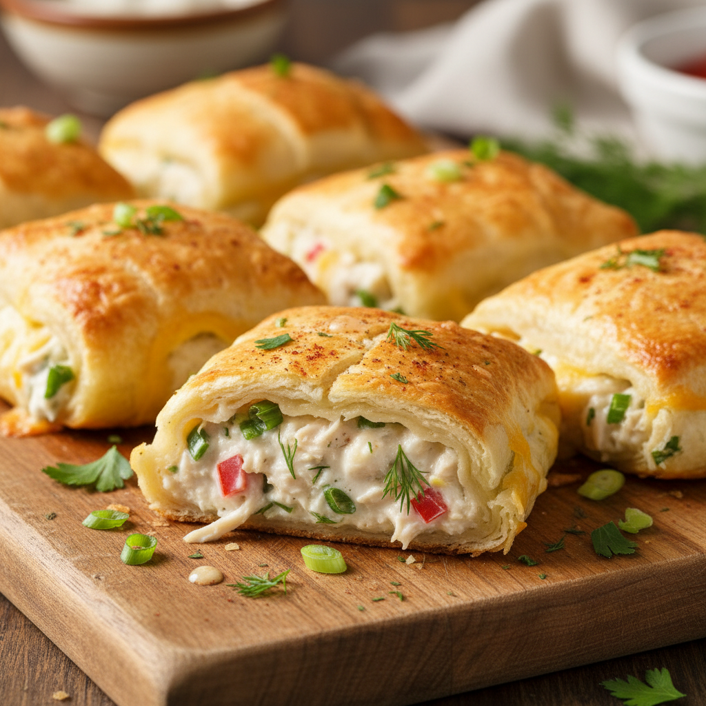 Cooking and sealing crescent chicken squares