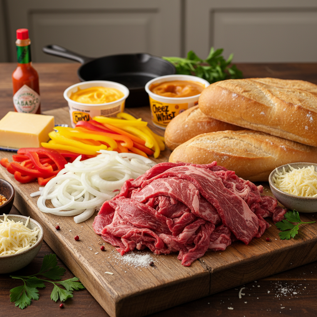 Ingredients for cheesesteak
