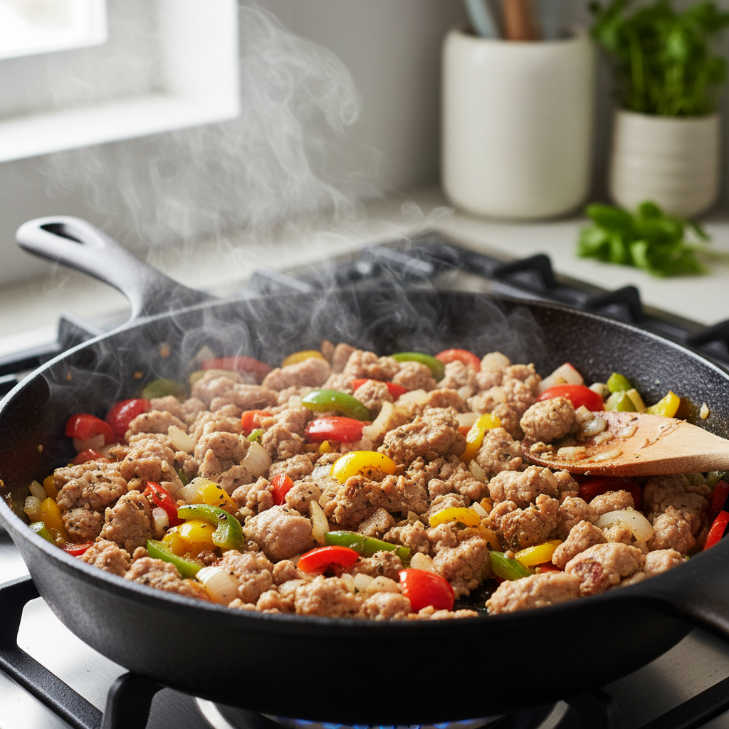 Instructions for Cheesy Hamburger and Rice Casserole