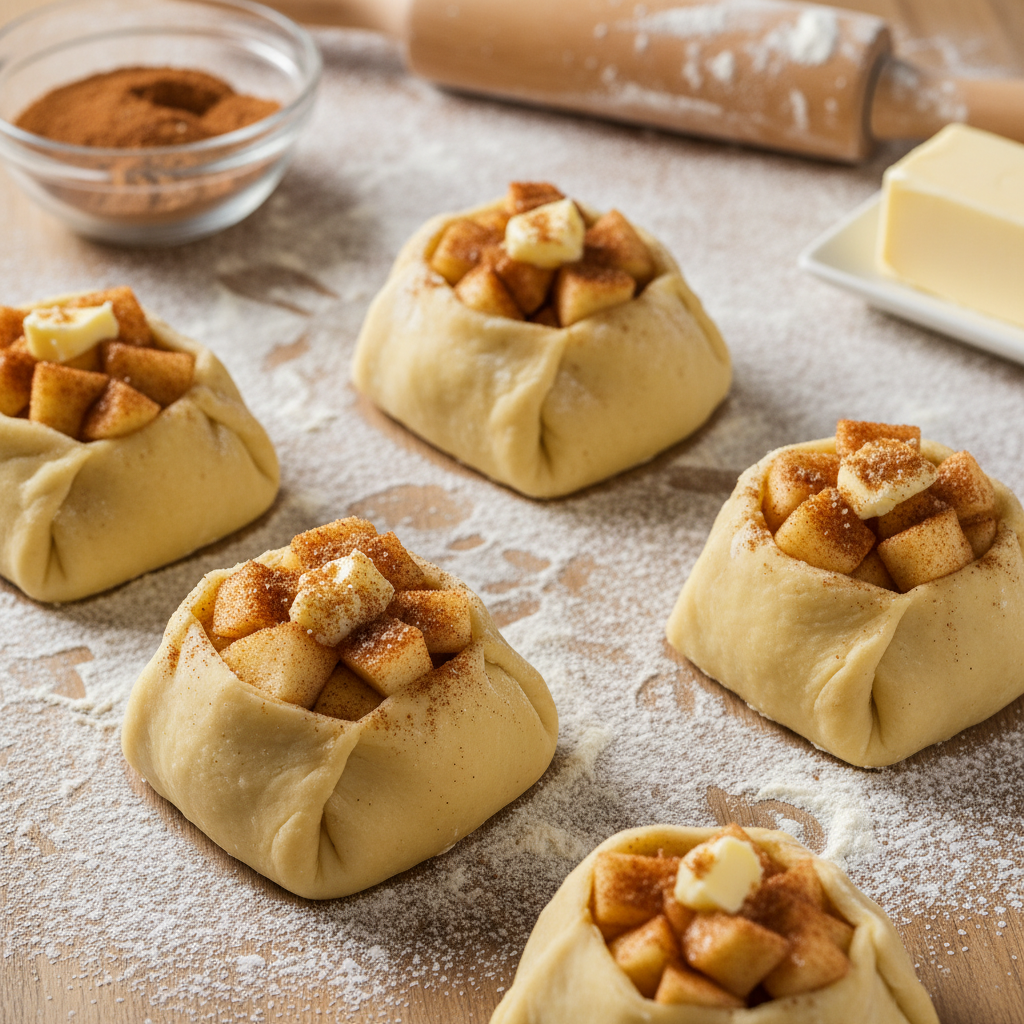 Step-by-step instructions for apple dumplings