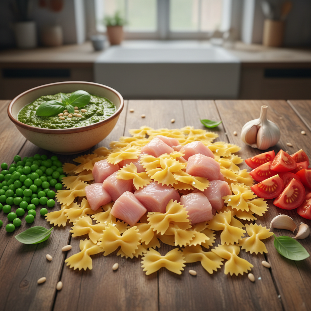 Ingredients for Chicken Pestoed Bowtie Pasta