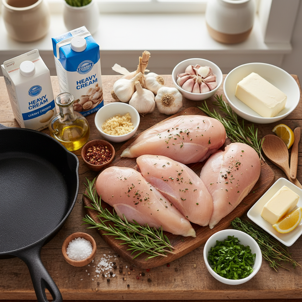 Ingredients for Creamy Garlic Baked Chicken