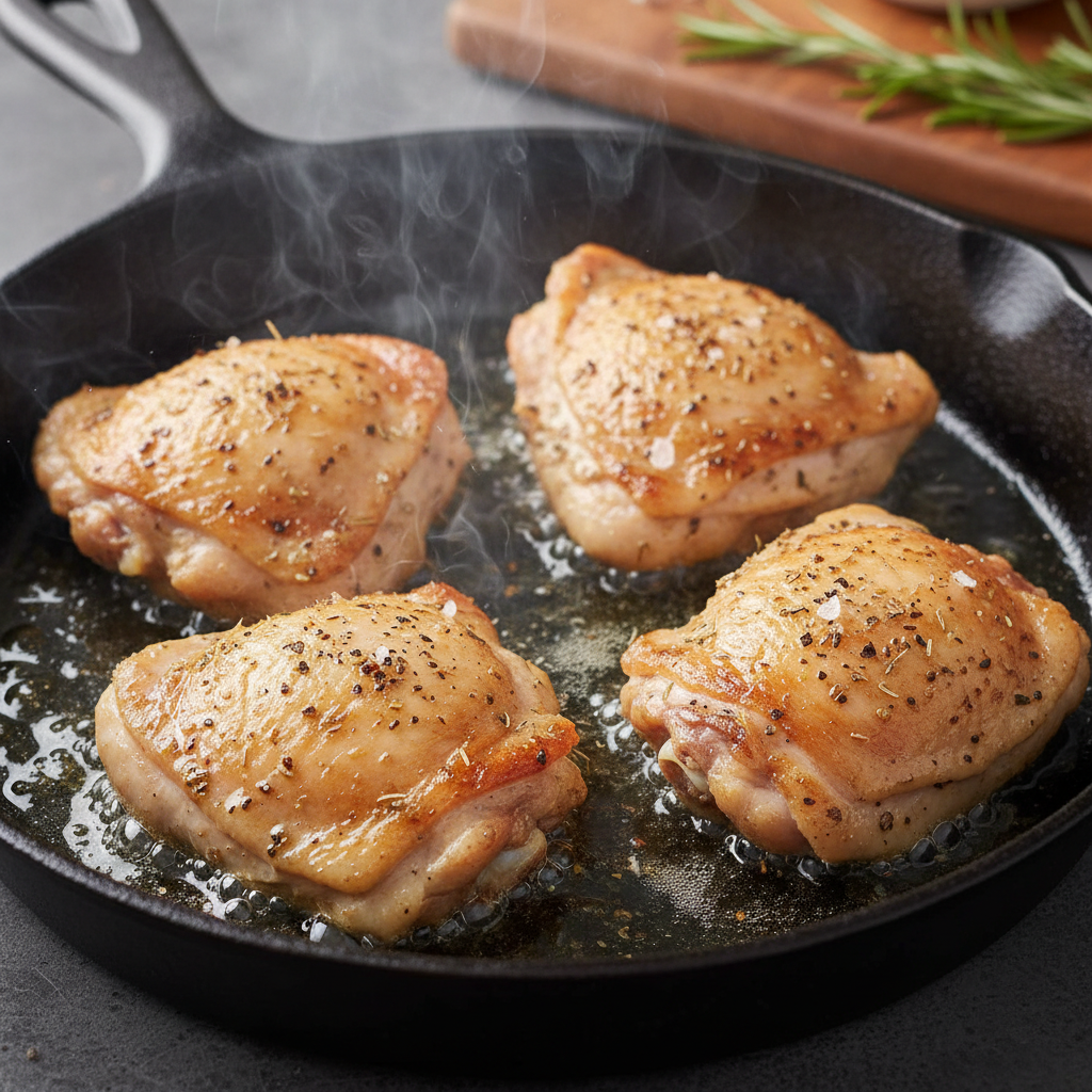 Ingredients for crispy chicken thighs with mustard sauce