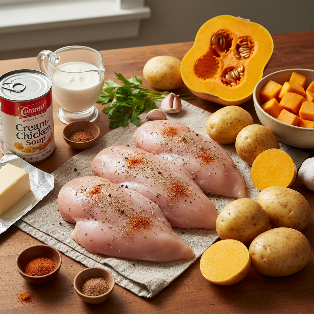 Ingredients for Chicken and Gravy Crockpot Dish
