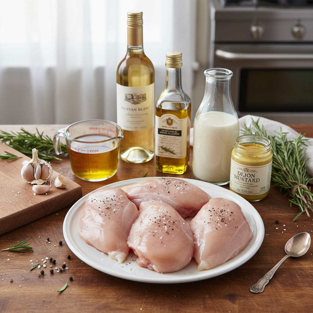 Dijon mustard and rosemary herbs