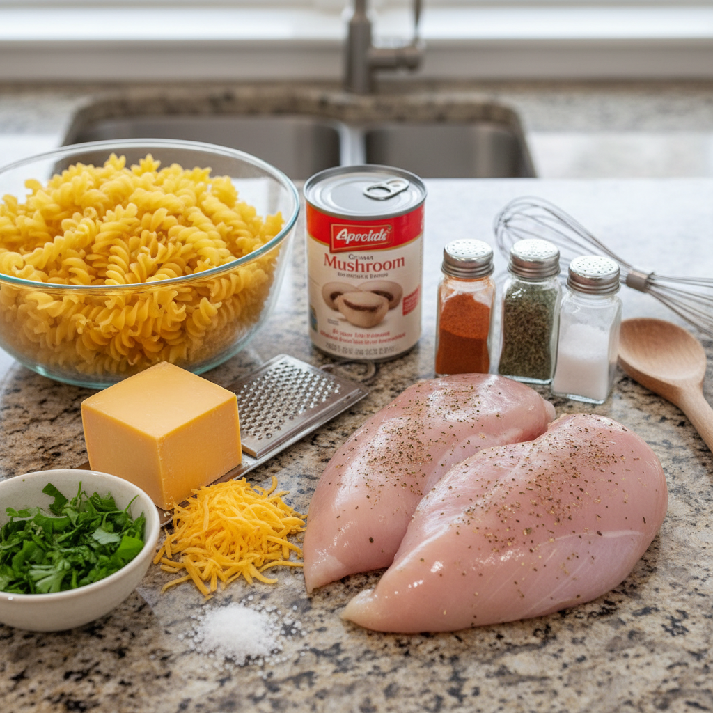 Ingredients for Cheesy Chicken Pasta