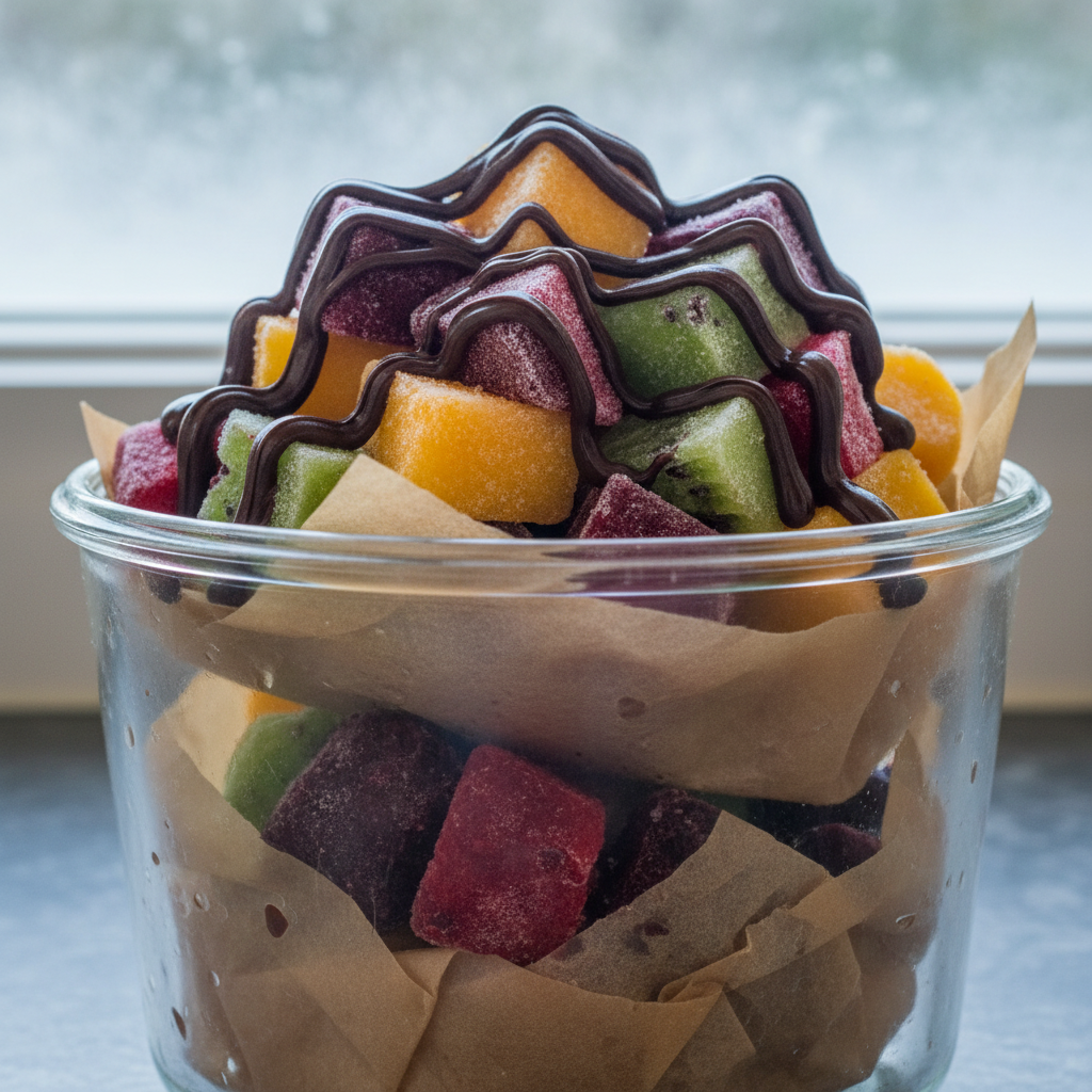 Frozen fruit snack preparation