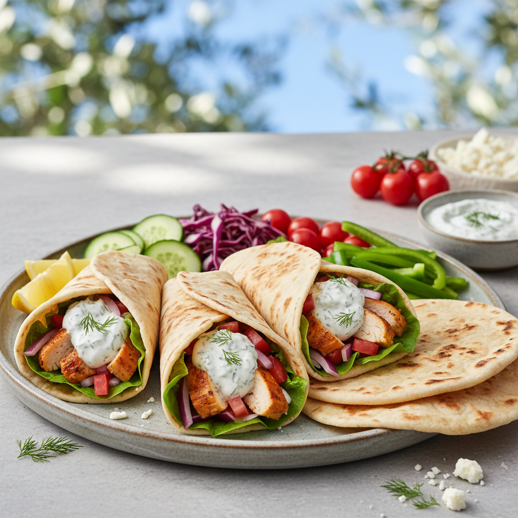 Cooking tips and serving Greek chicken gyros with homemade flatbreads