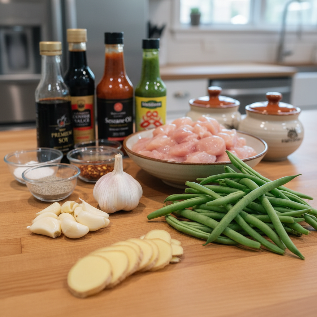 Healthy green beans and chicken stir-fry