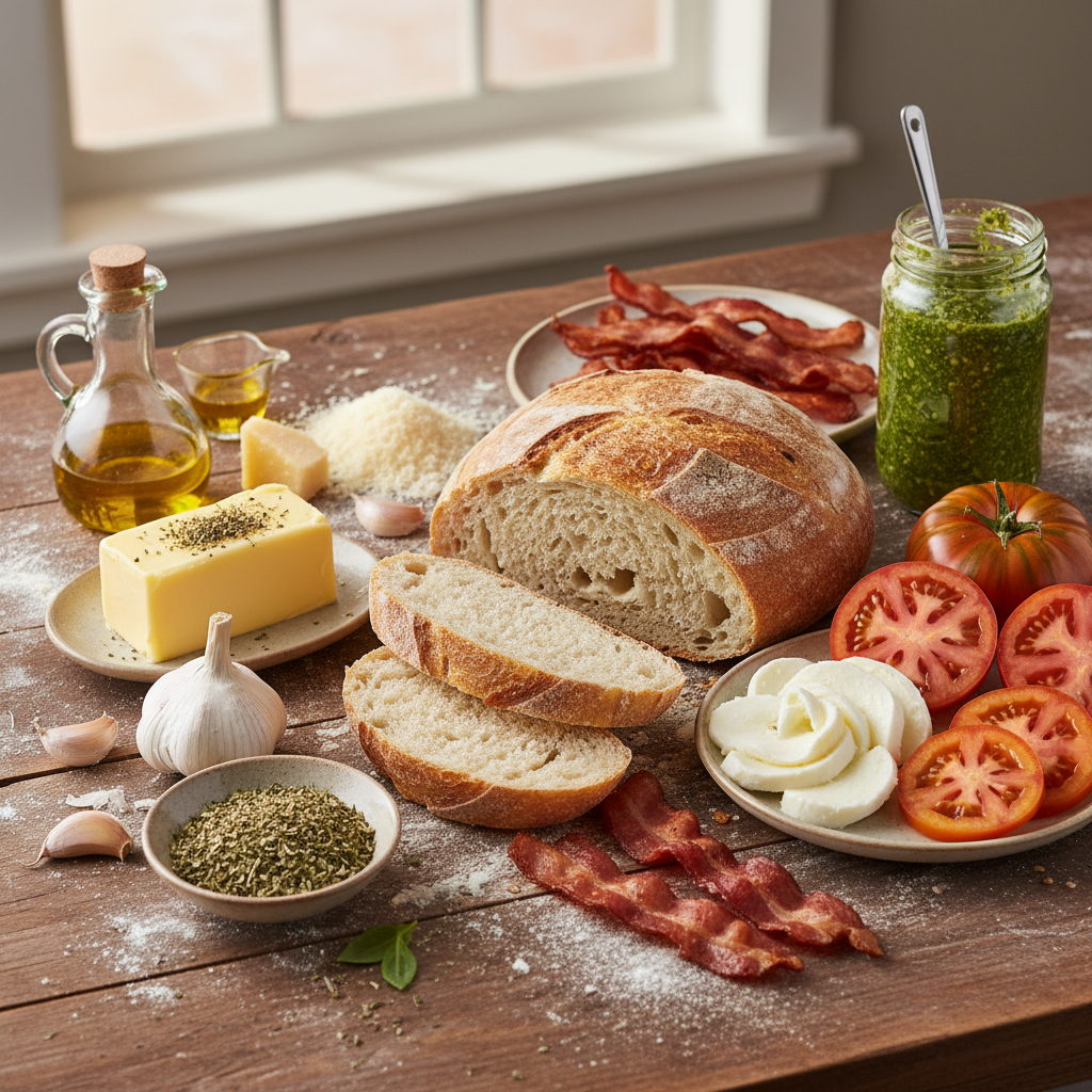 Ingredients for grilled cheese sandwich