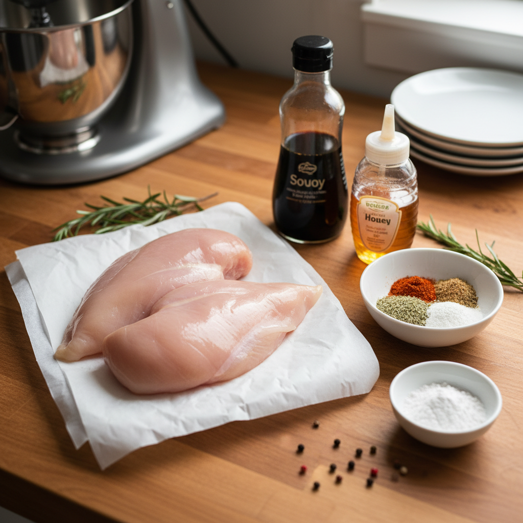 Marinade ingredients laid out