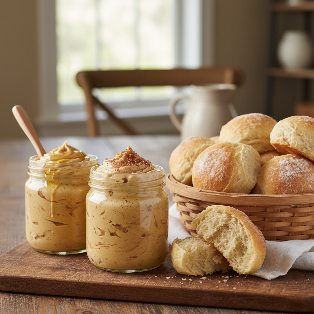 Serving honey cinnamon butter with rolls