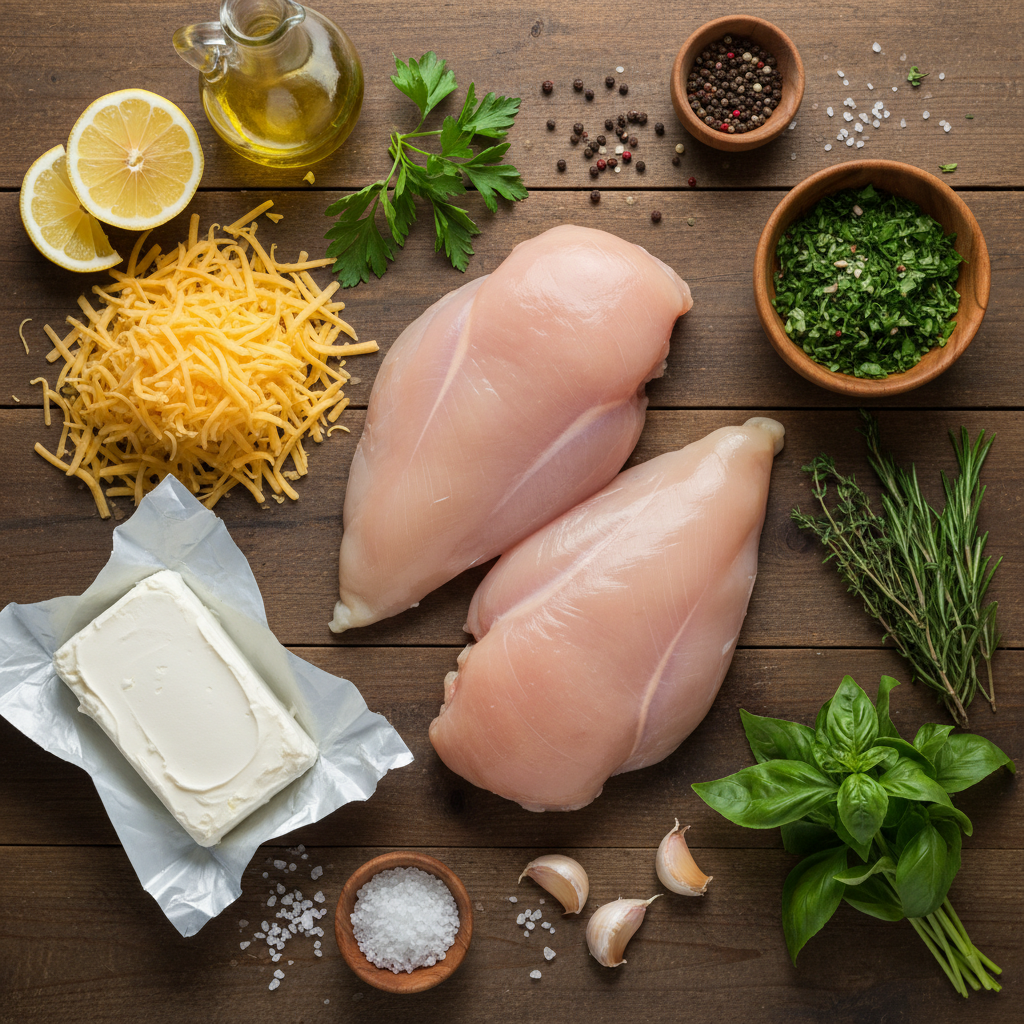 Ingredients for stuffed chicken breast