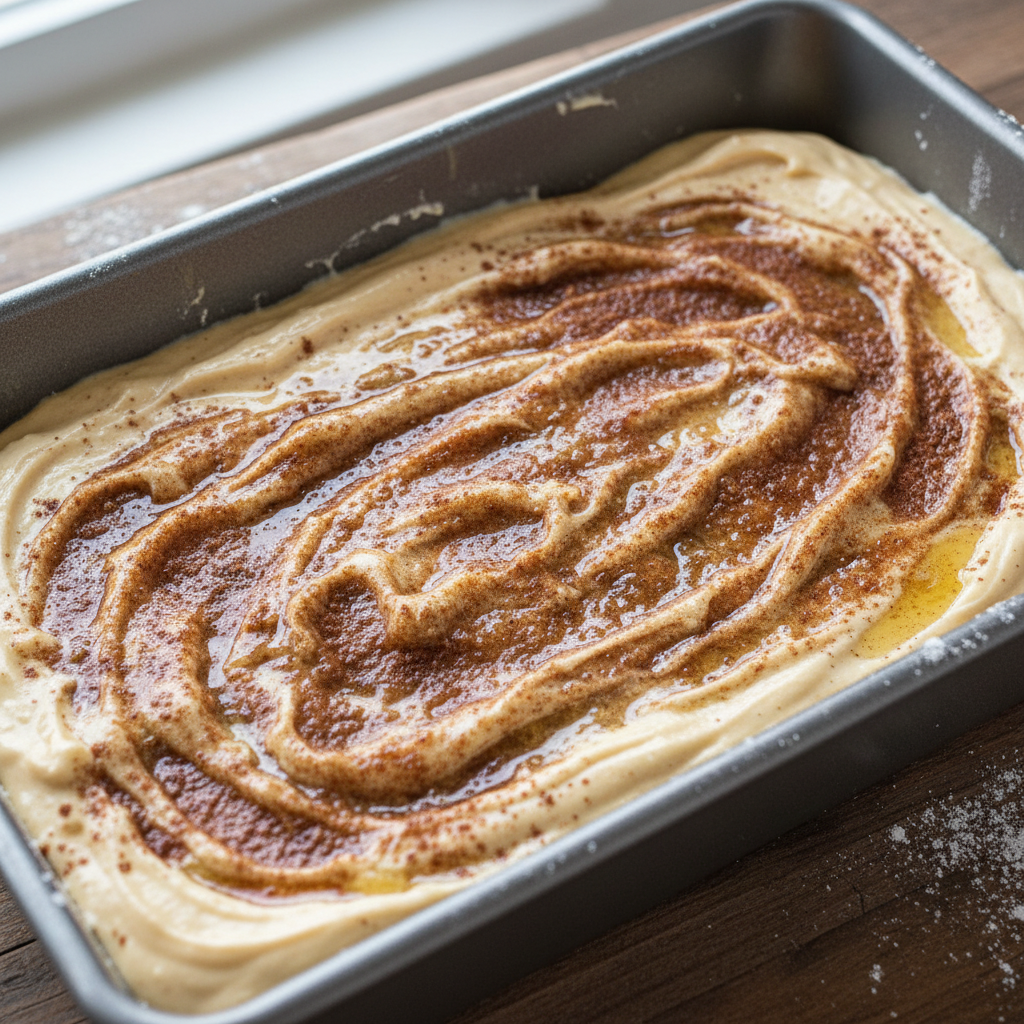 Mixing ingredients for honey bun cake