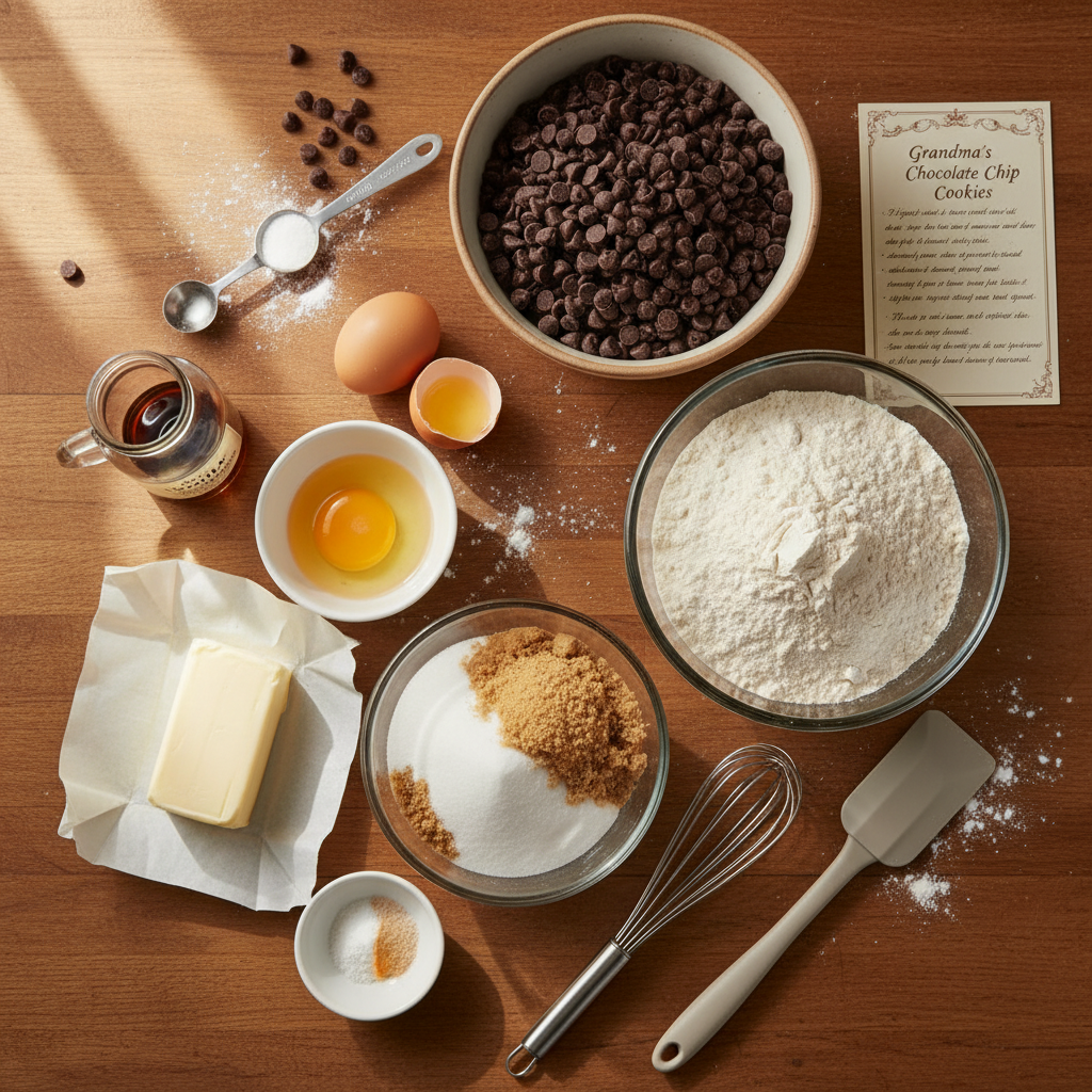 Ingredients for copycat milk chocolate chip cookies
