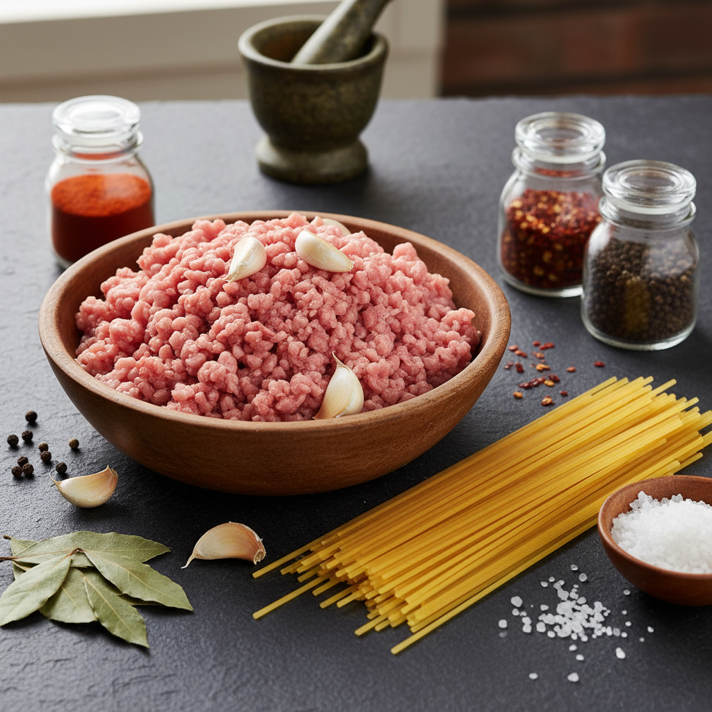 Ingredients for Spaghetti with Ground Turkey