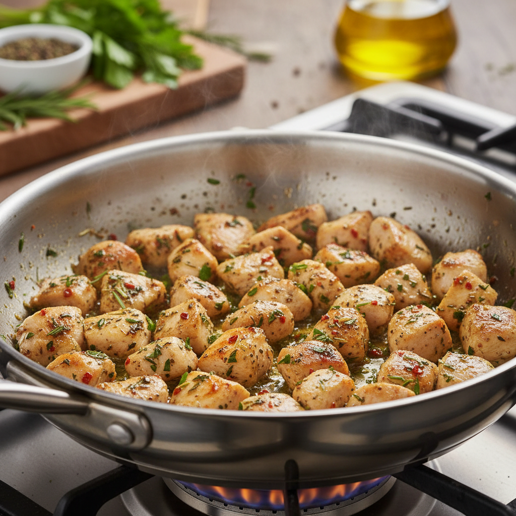 Cooking pasta with broccoli and chicken