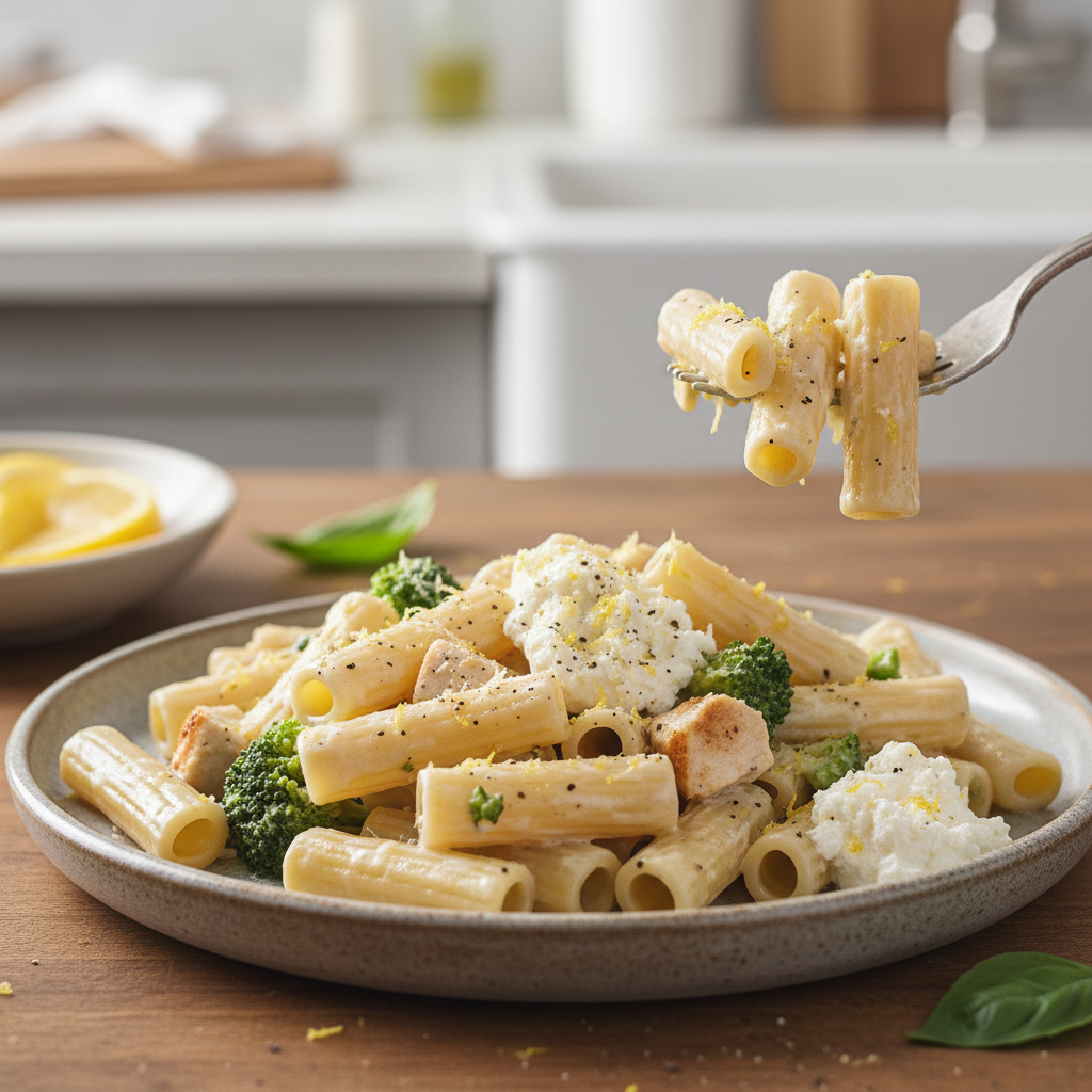 Finished broccoli and chicken pasta