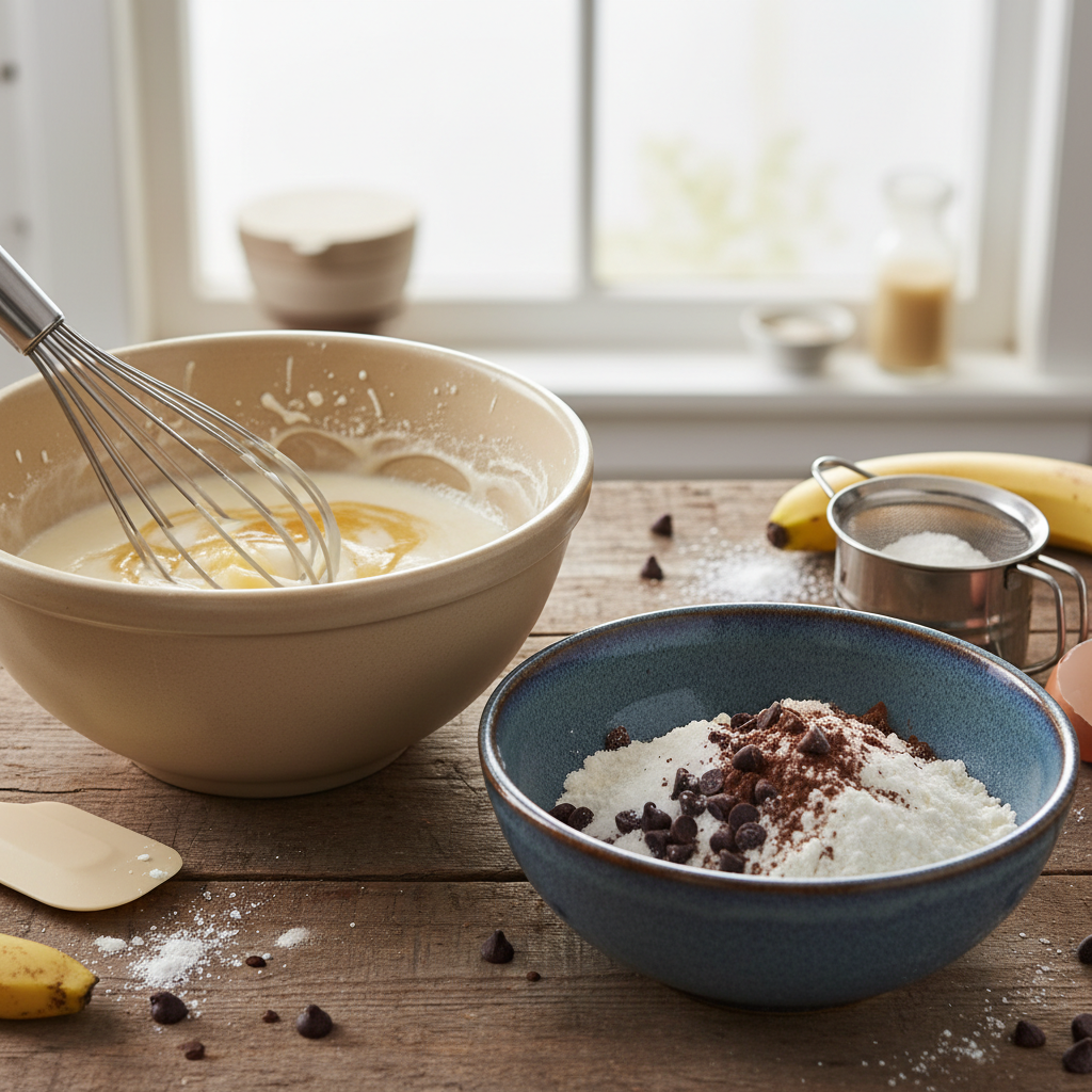 Mixing ingredients for lemon berry loaf