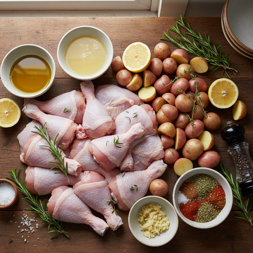 Juicy chicken and tender potatoes