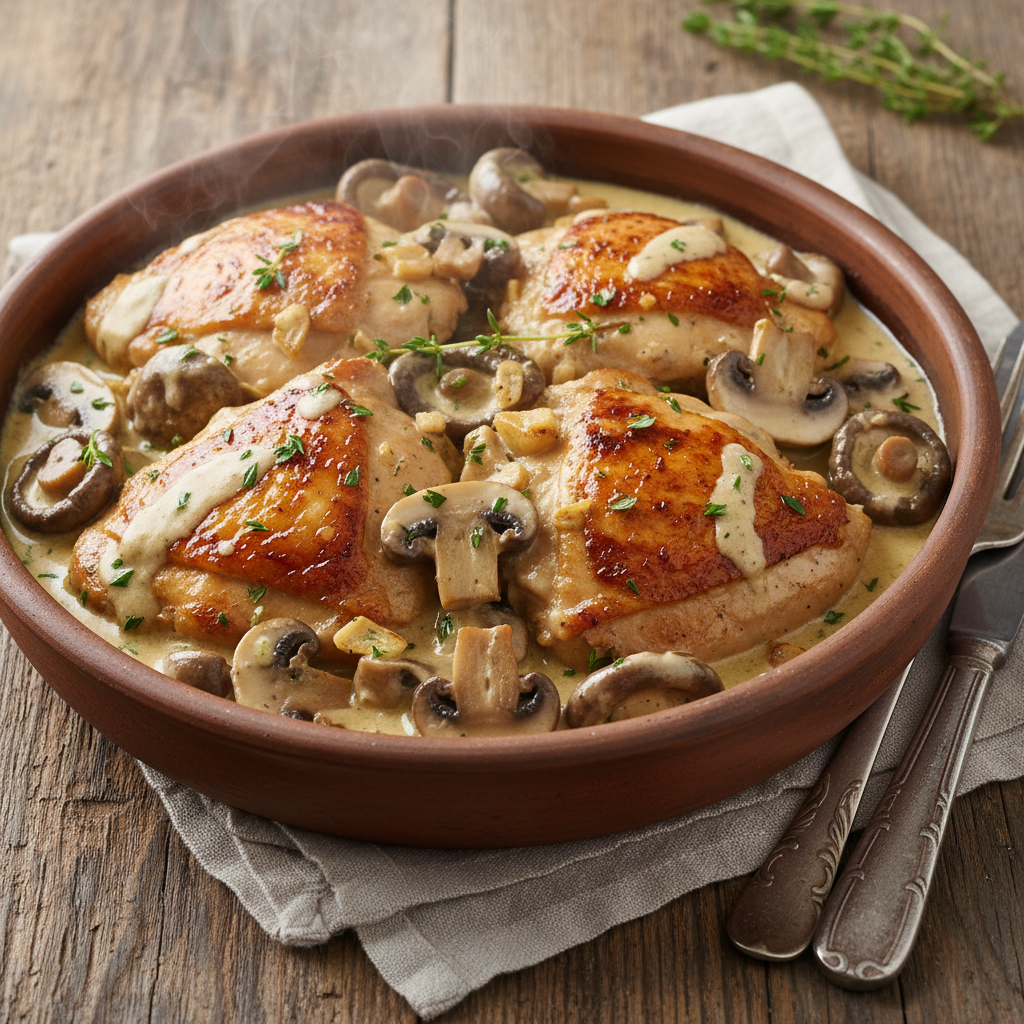 Creamy garlic mushroom chicken dish