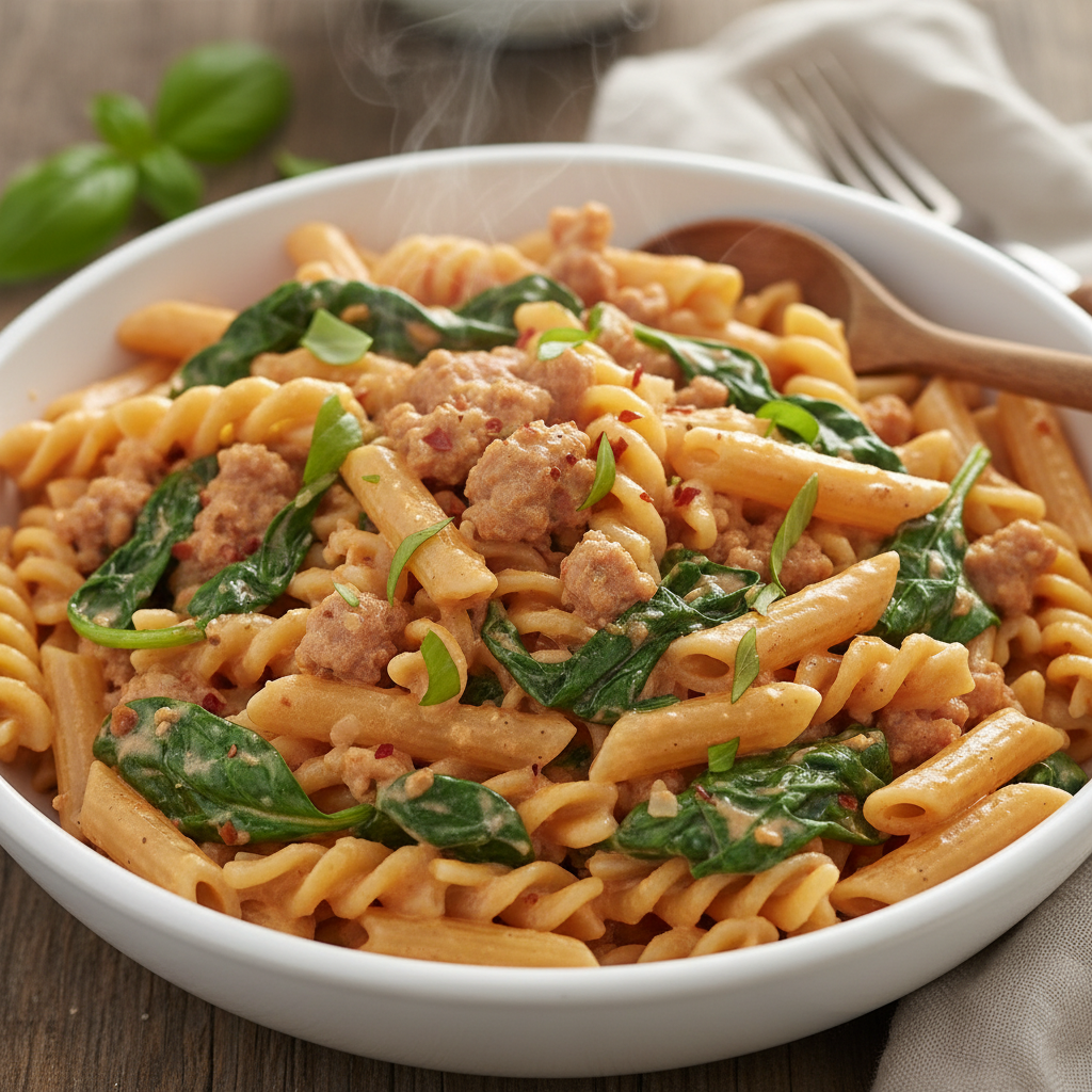 Italian sausage and spinach pasta start