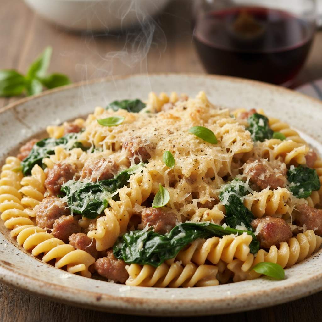 Cooking instructions for Italian sausage pasta