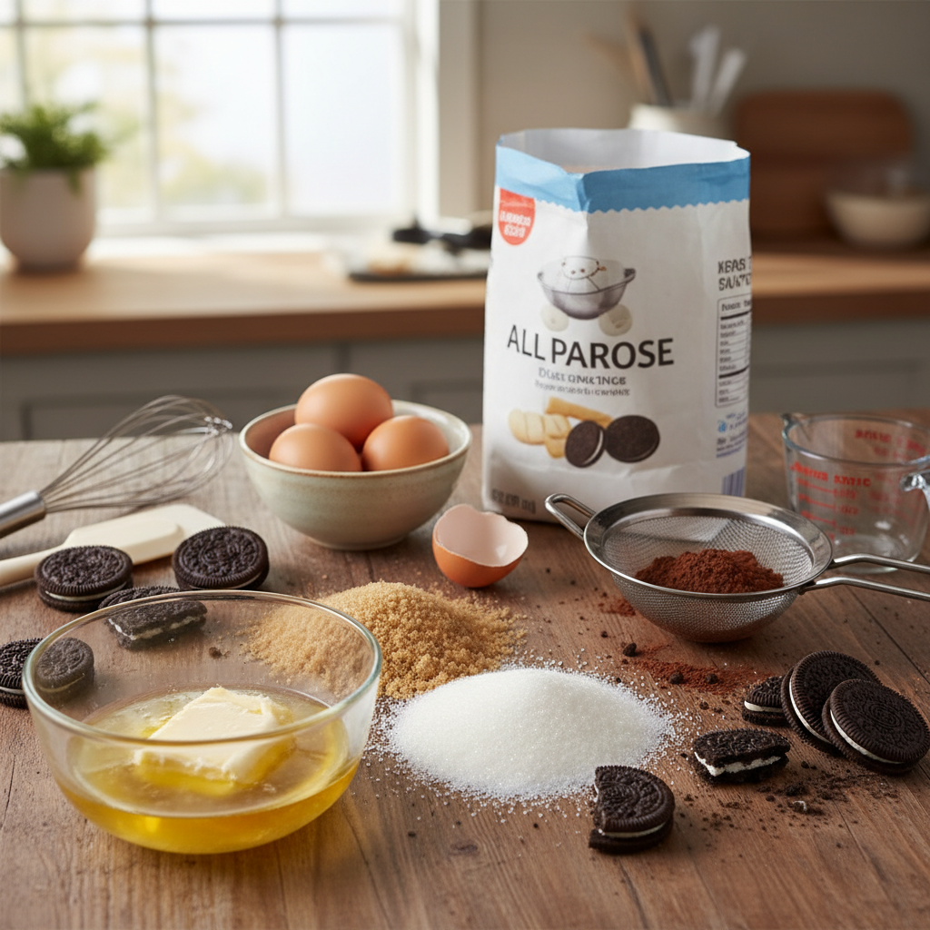 Ingredients for Oreo Brownies