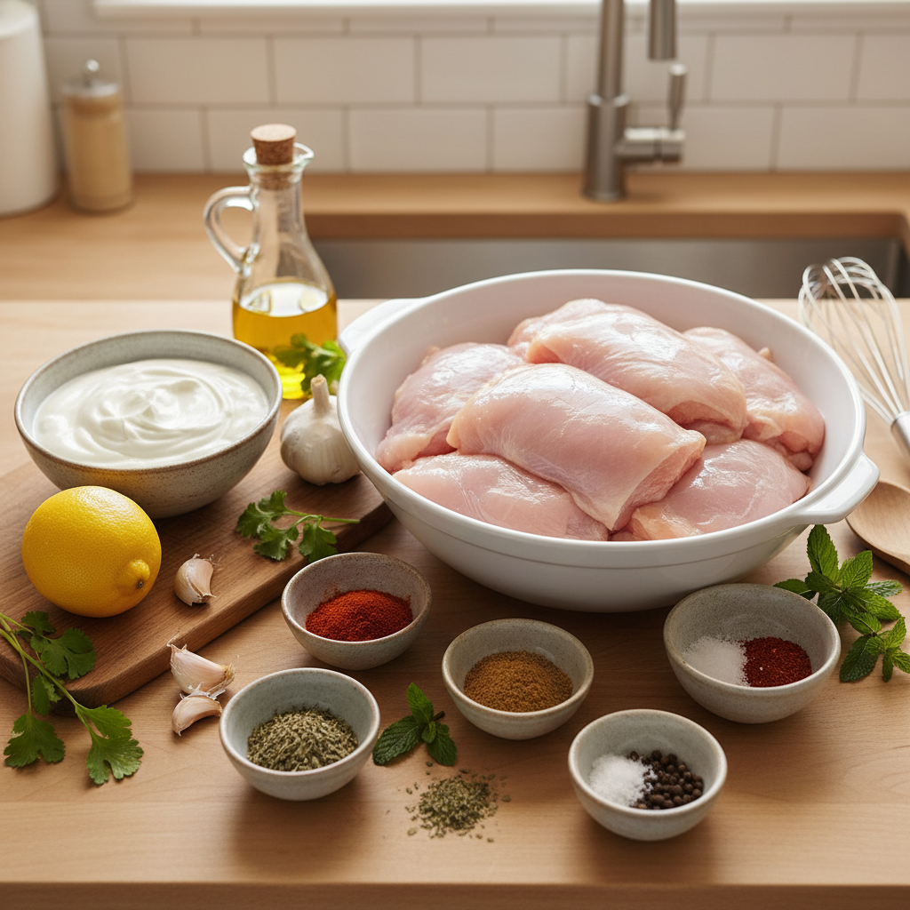 Marinating ingredients for yogurt chicken
