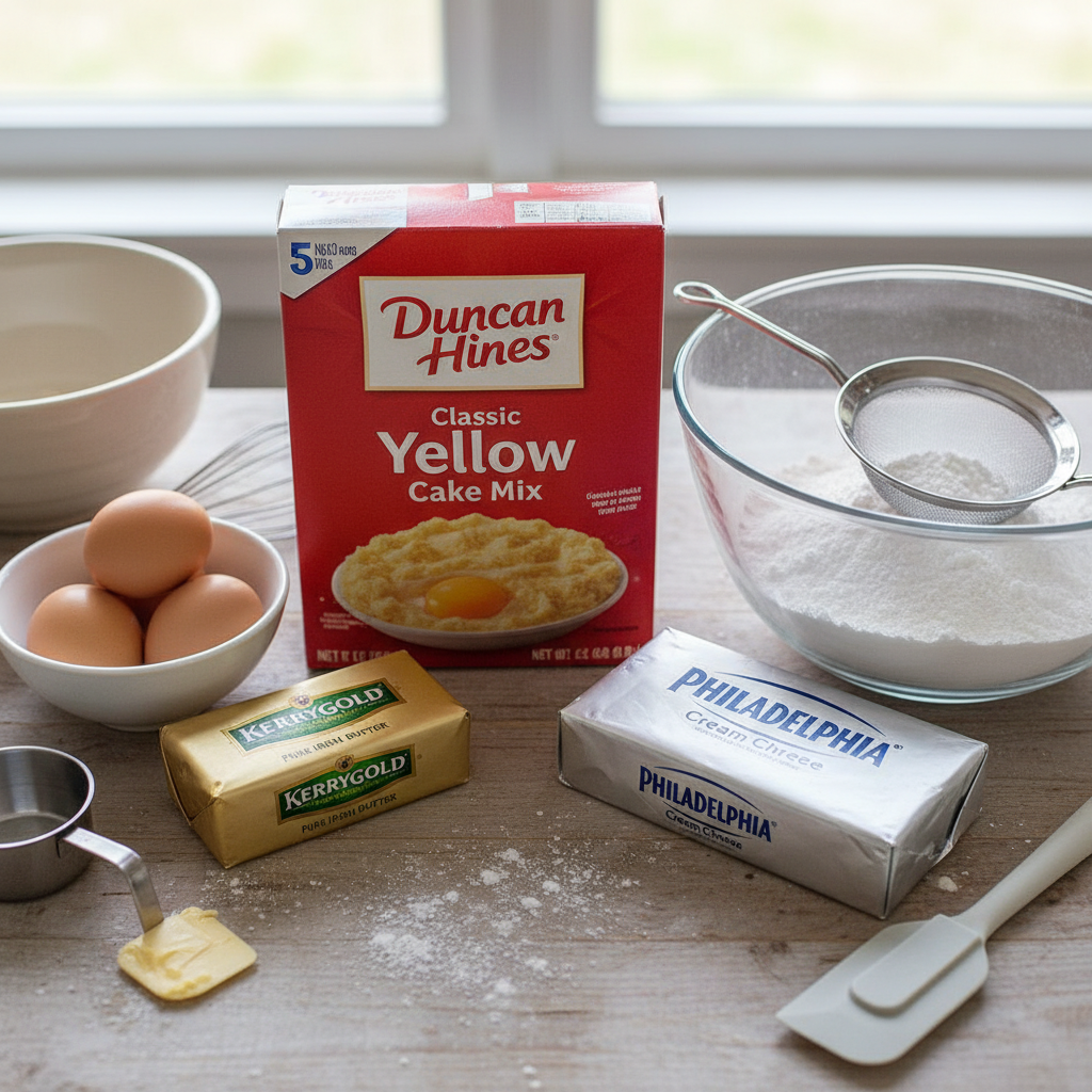 Ingredients for ooey gooey cake