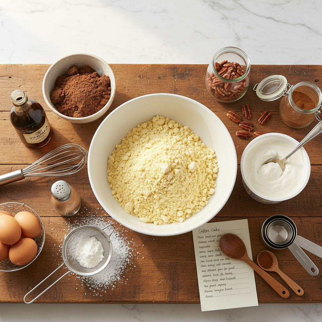 Ingredients for yellow cake mix coffee cake