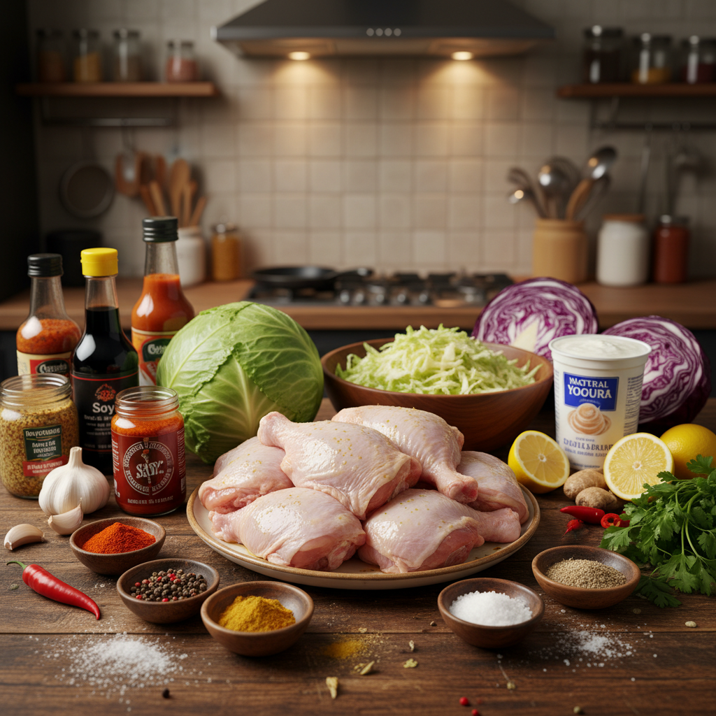Ingredients for Barbecue Pulled Chicken and Slaw