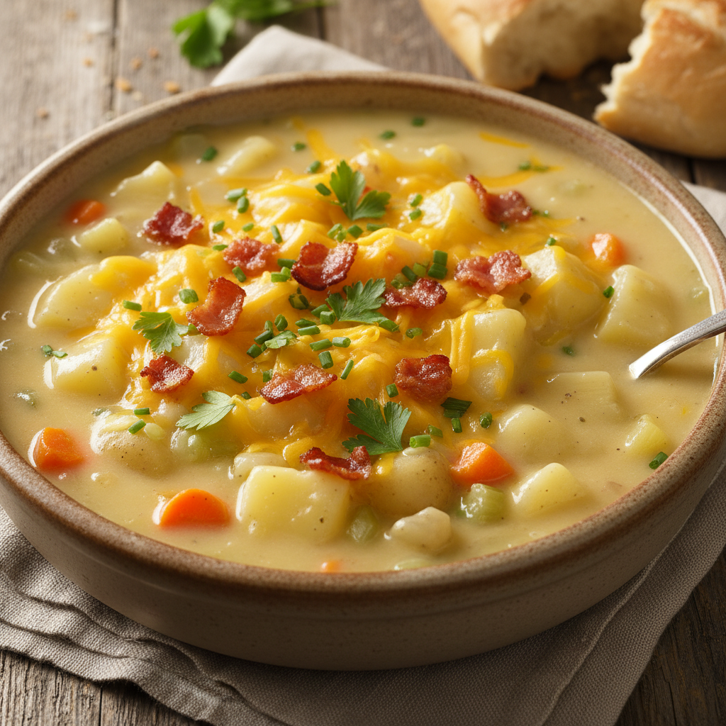 Step by step slow cooker potato soup preparation