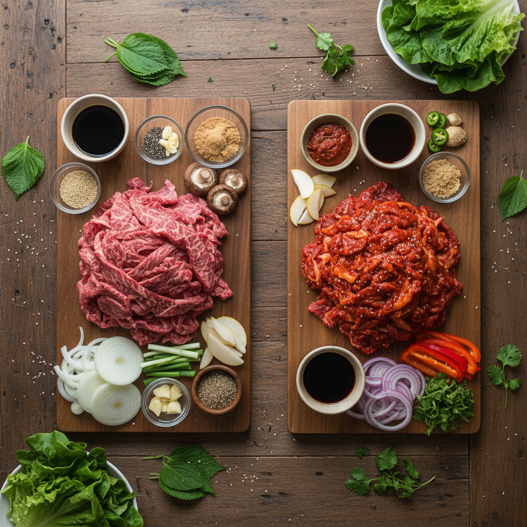 Ingredients for Classic and Spicy Pugogi