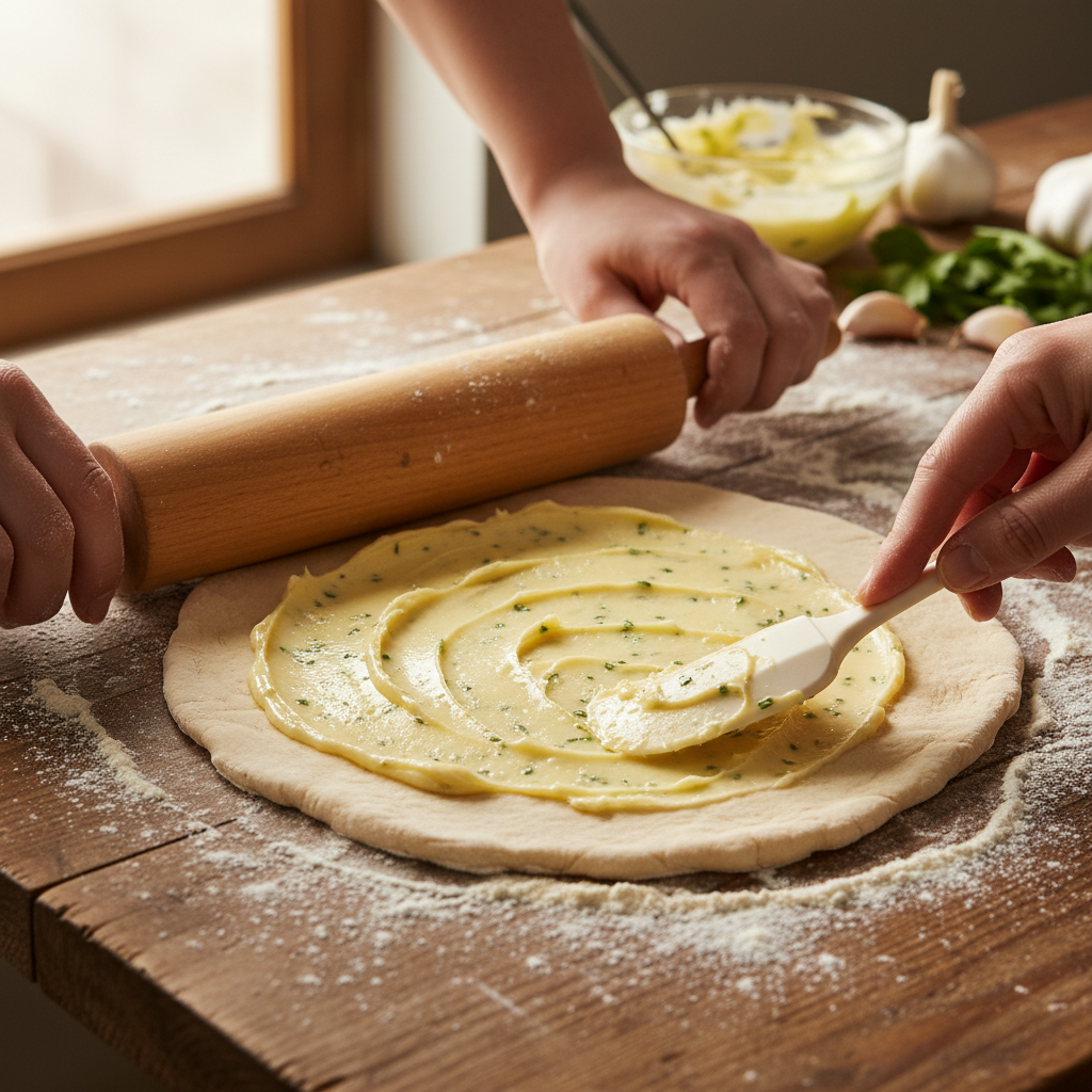 Steps for making garlic bread