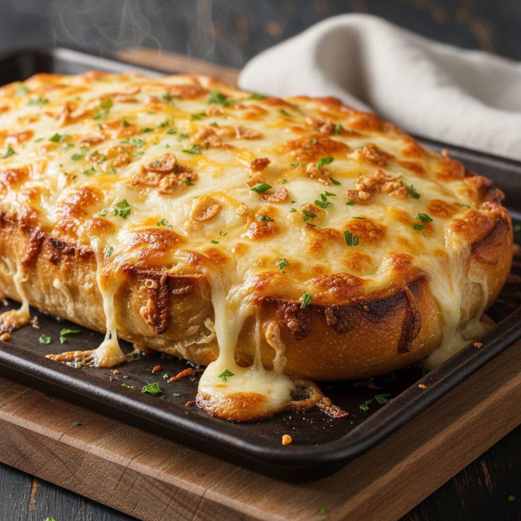 Garlic bread in the oven