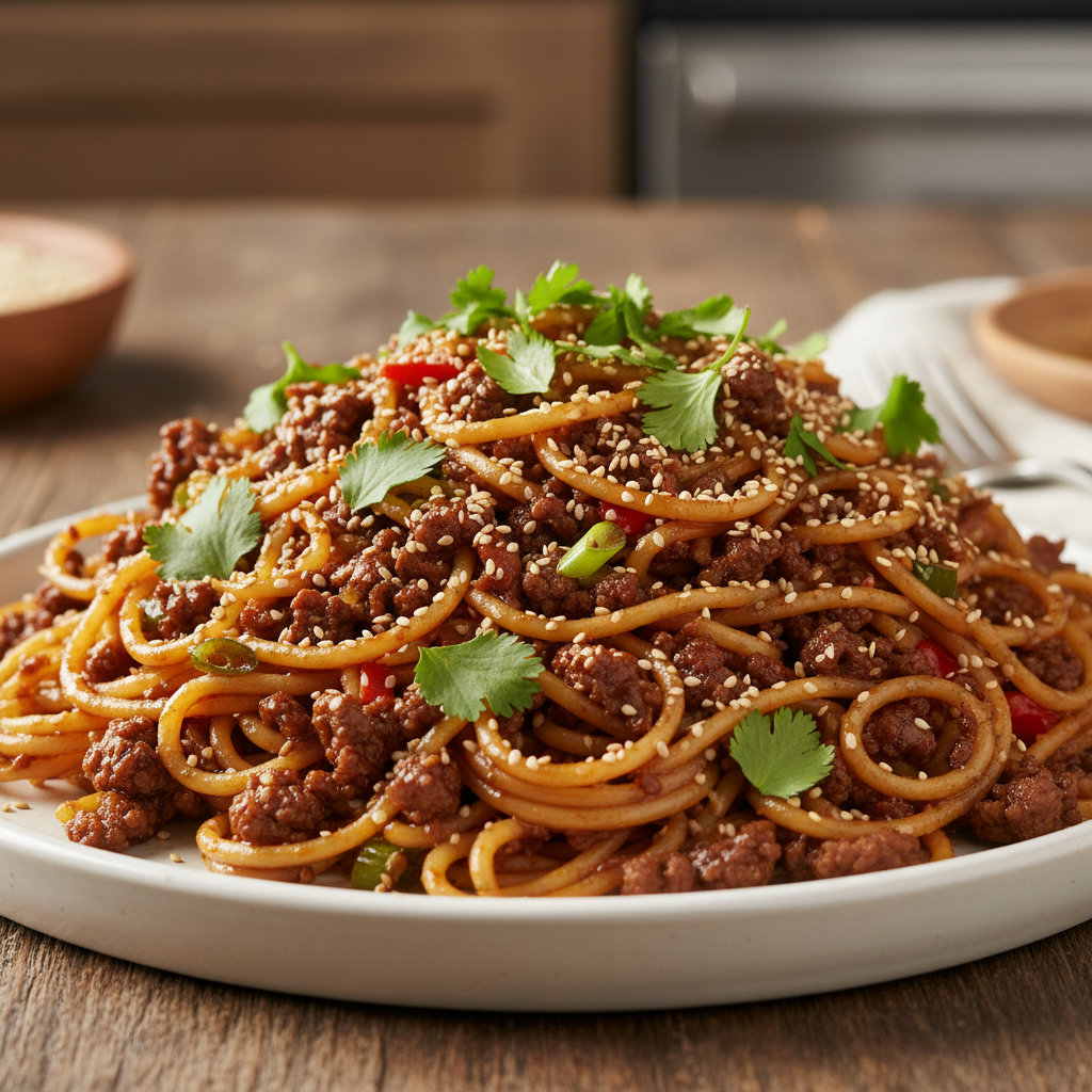 Introduction to Mongolian Ground Beef Spaghetti