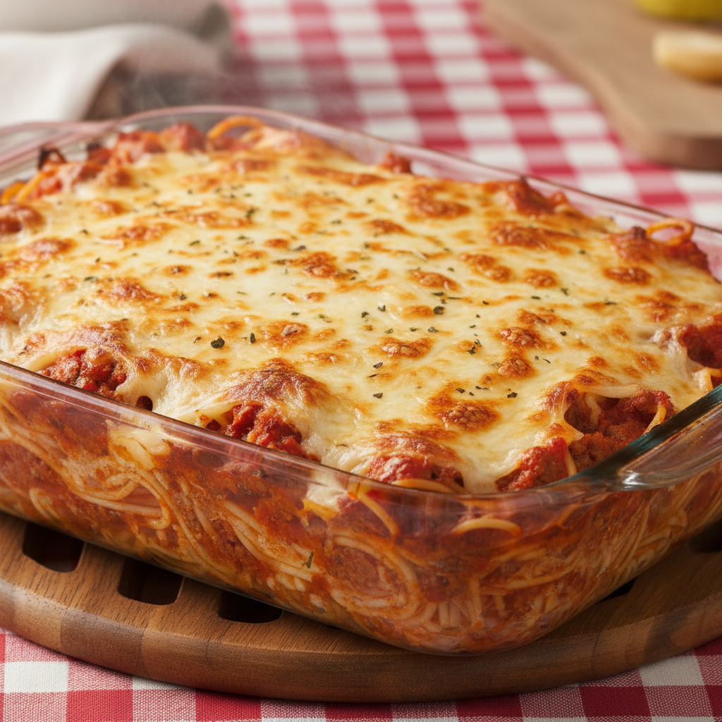 Delicious baked spaghetti dish