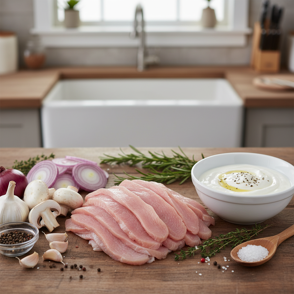 Ingredients for healthy stroganoff
