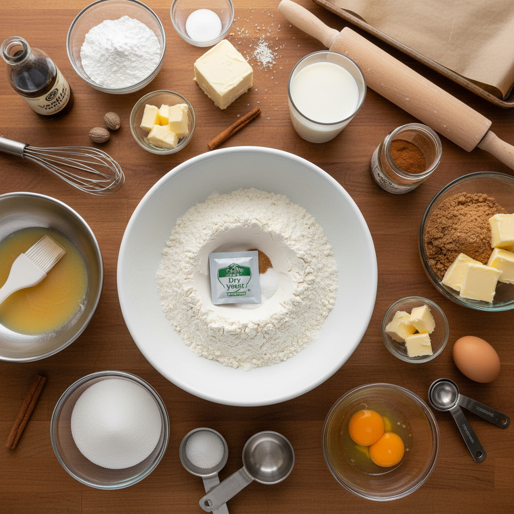 Ingredients for cinnamon rolls
