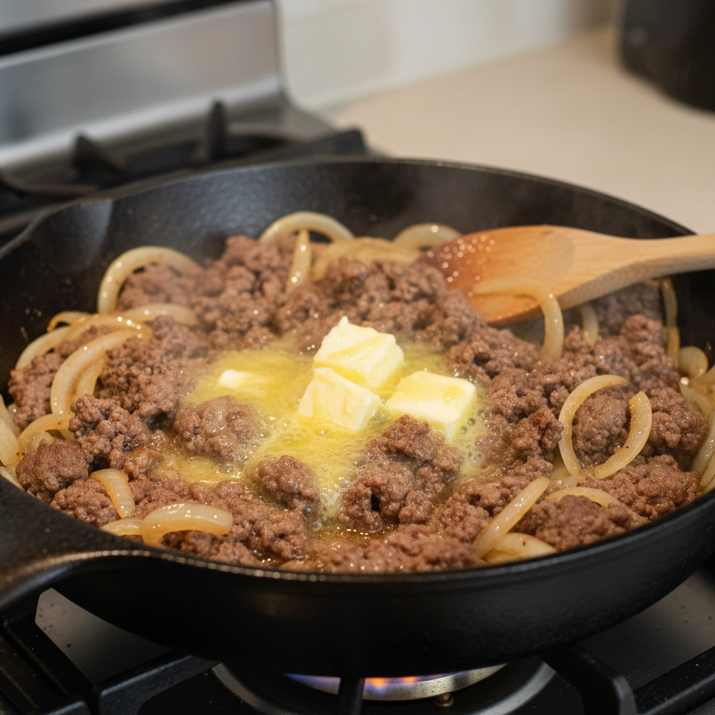 Cooking instructions for beef and noodles