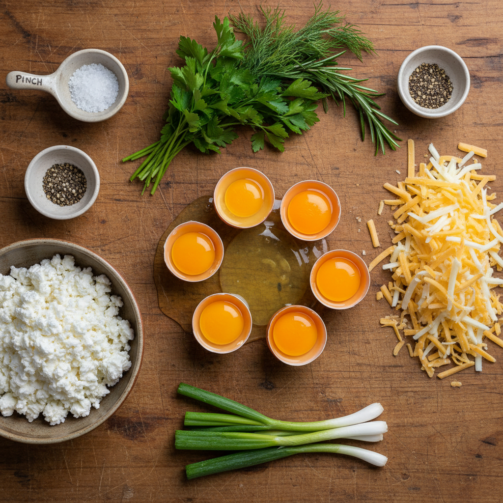 Ingredients for Baked Cottage Cheese Eggs