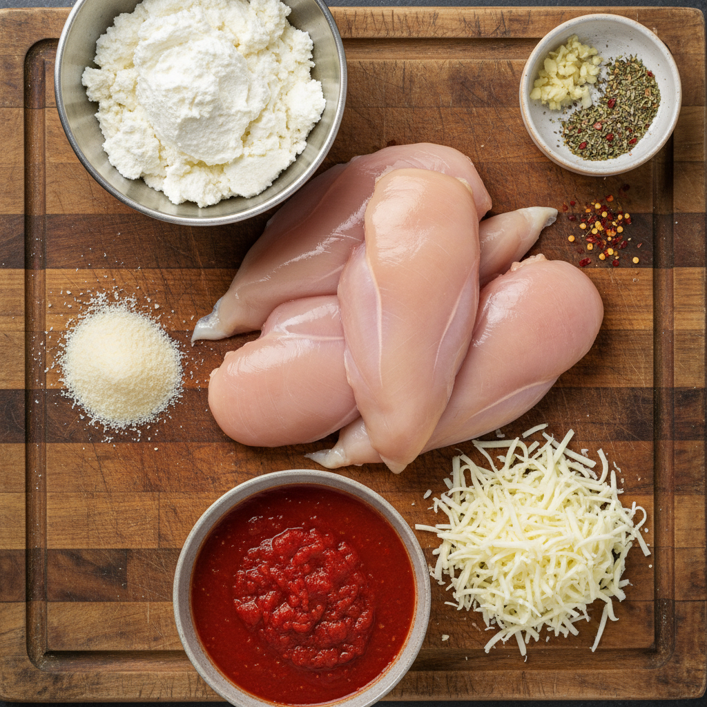 Ingredients for baked ricotta chicken