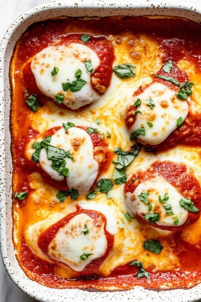 Baked ricotta chicken with sauce and cheese