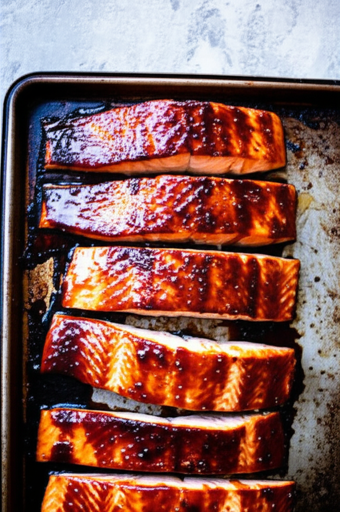 Delicious Baked Teriyaki Salmon on a plate
