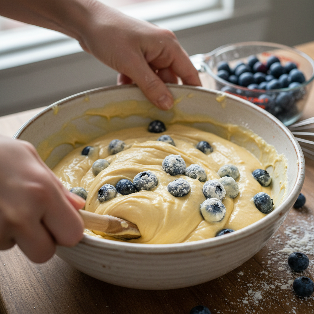 Ingredients laid out for Blueberry Buttermilk Breakfast Cake