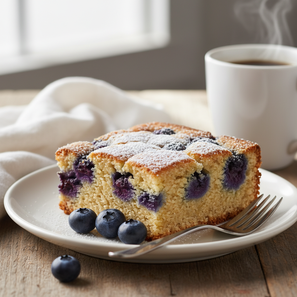 Mixing blueberries into the batter